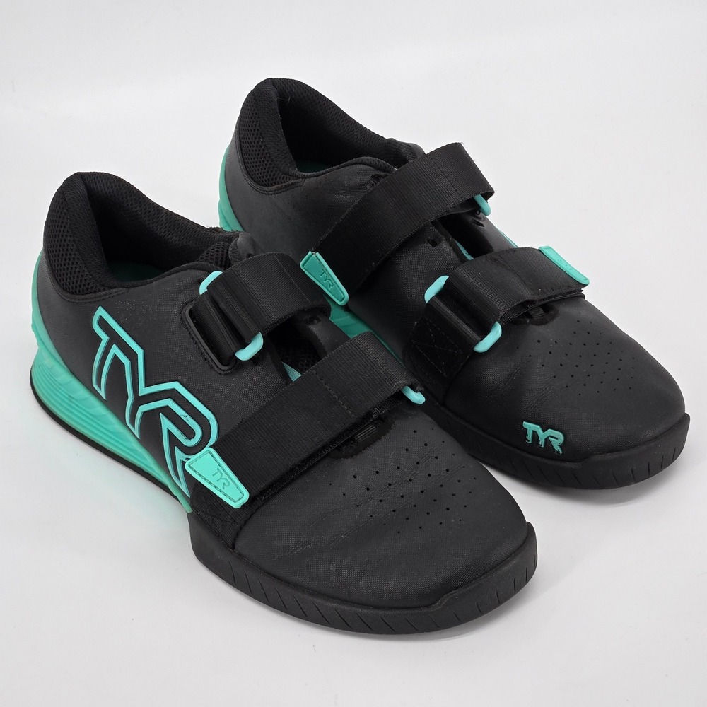 TYR L-1 Lifter Weightlifting Shoes Black Mint Gym Training Men 9.5 Women 11
